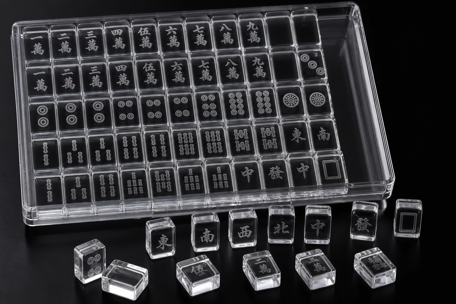 Clear Acrylic Mahjong Set