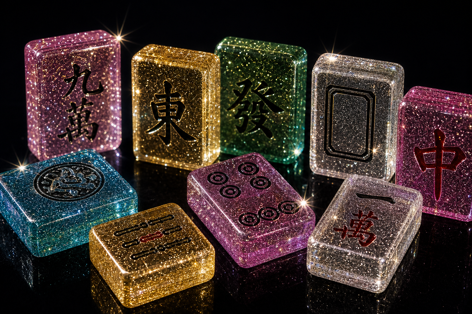 Glitter Acrylic Mahjong Set